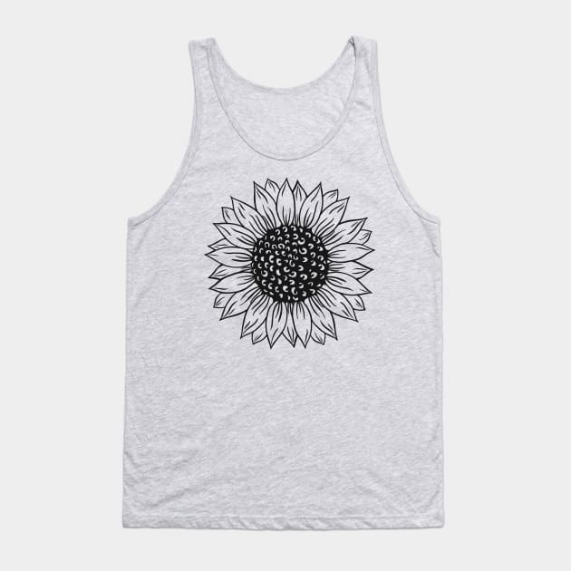 sunflower drawing black style and pink background Tank Top by Collagedream